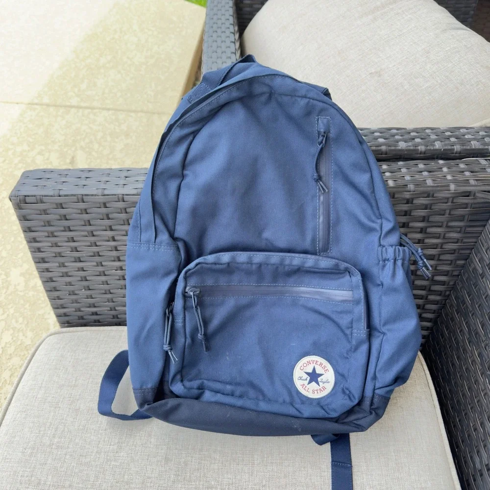 Converse Go Backpack Unisex Laptop Sleeve School Travel Bag Navy Blue